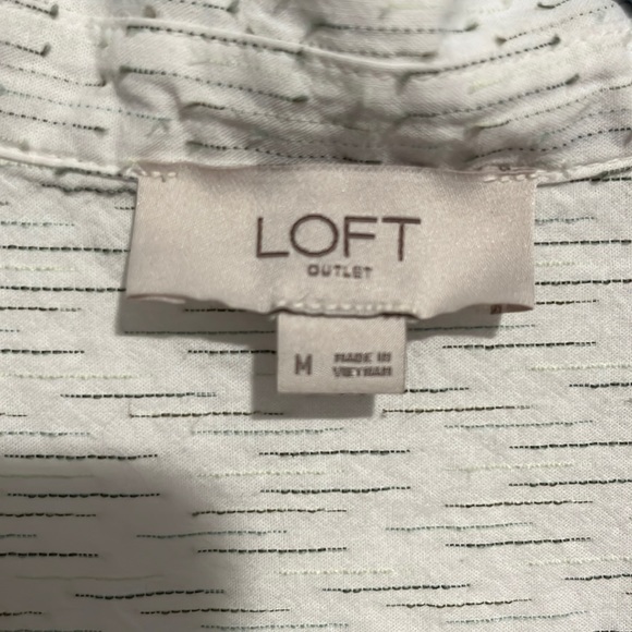 Medium Loft Outlet partial button up with green stripe pattern - Picture 3 of 6